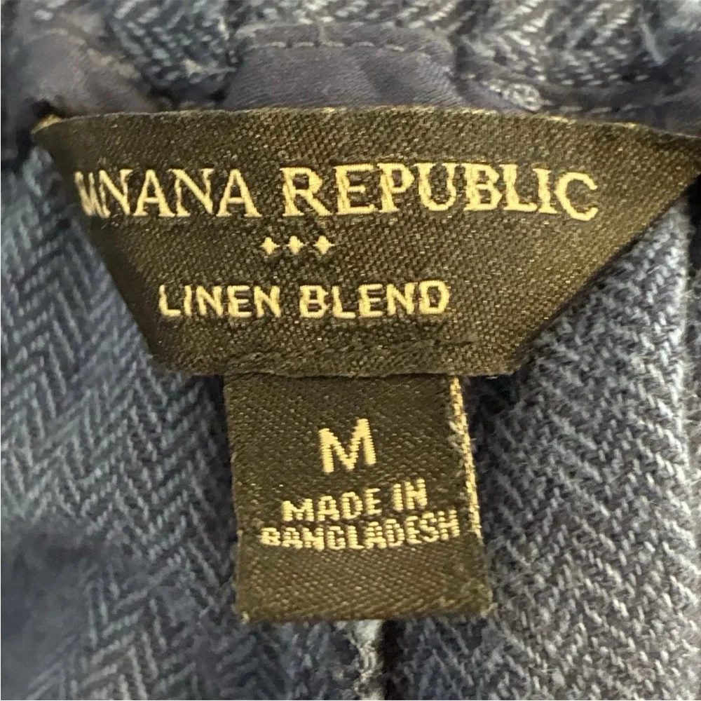 Nwot Banana Republic Linen Pants M Blue Wide Leg